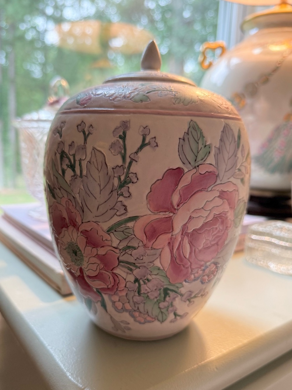 Vintage floral melon jar